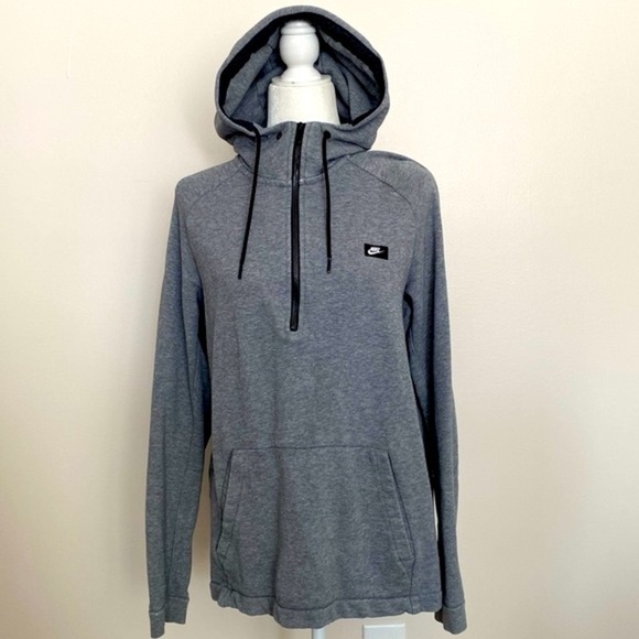 Nike gray hooded sweatshirt 1/4 zip - Picture 1 of 10